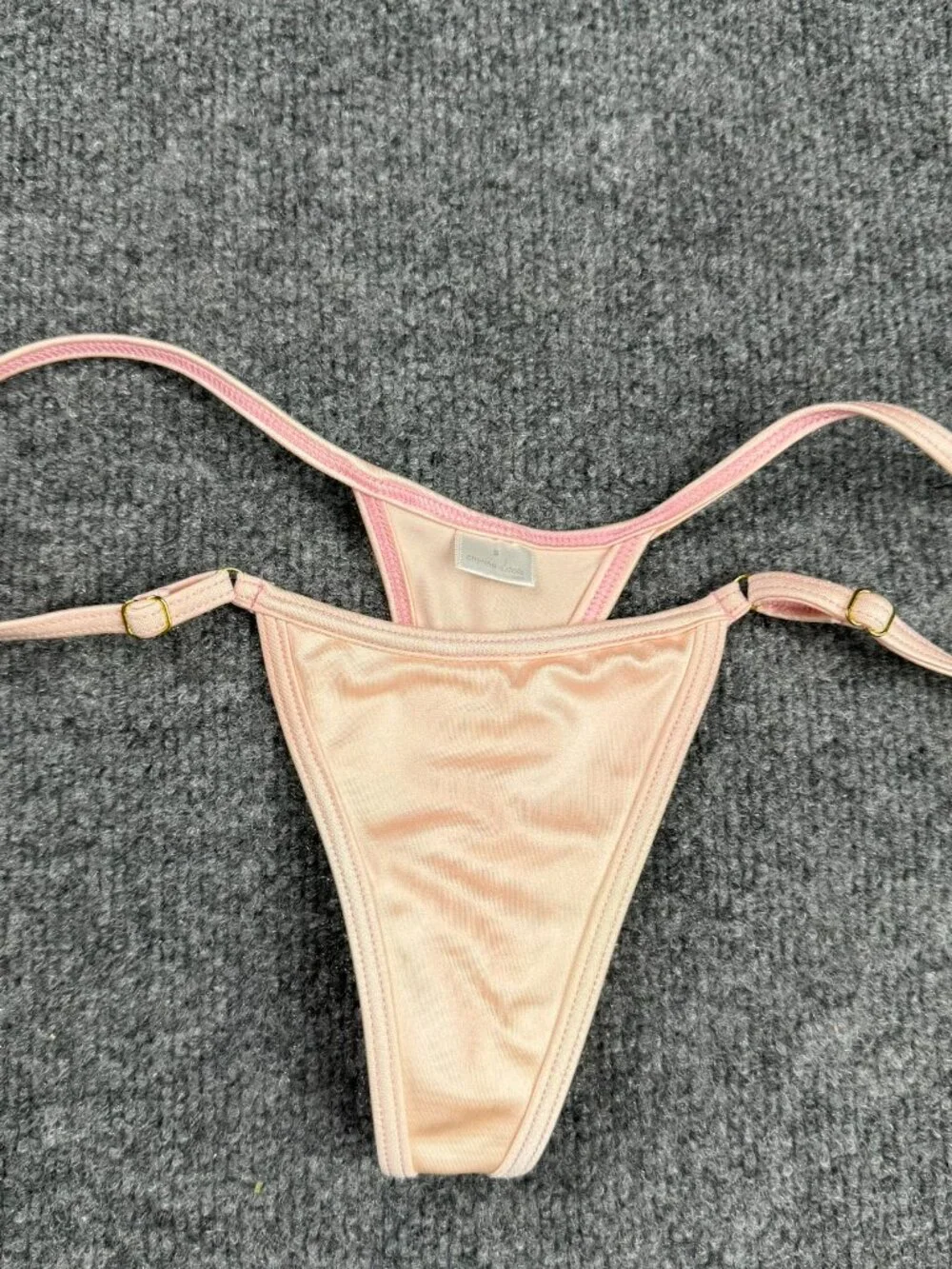 Chynna Dolls Bikini Bottom Small S Light Pink Peach Adjustable String Thong USA